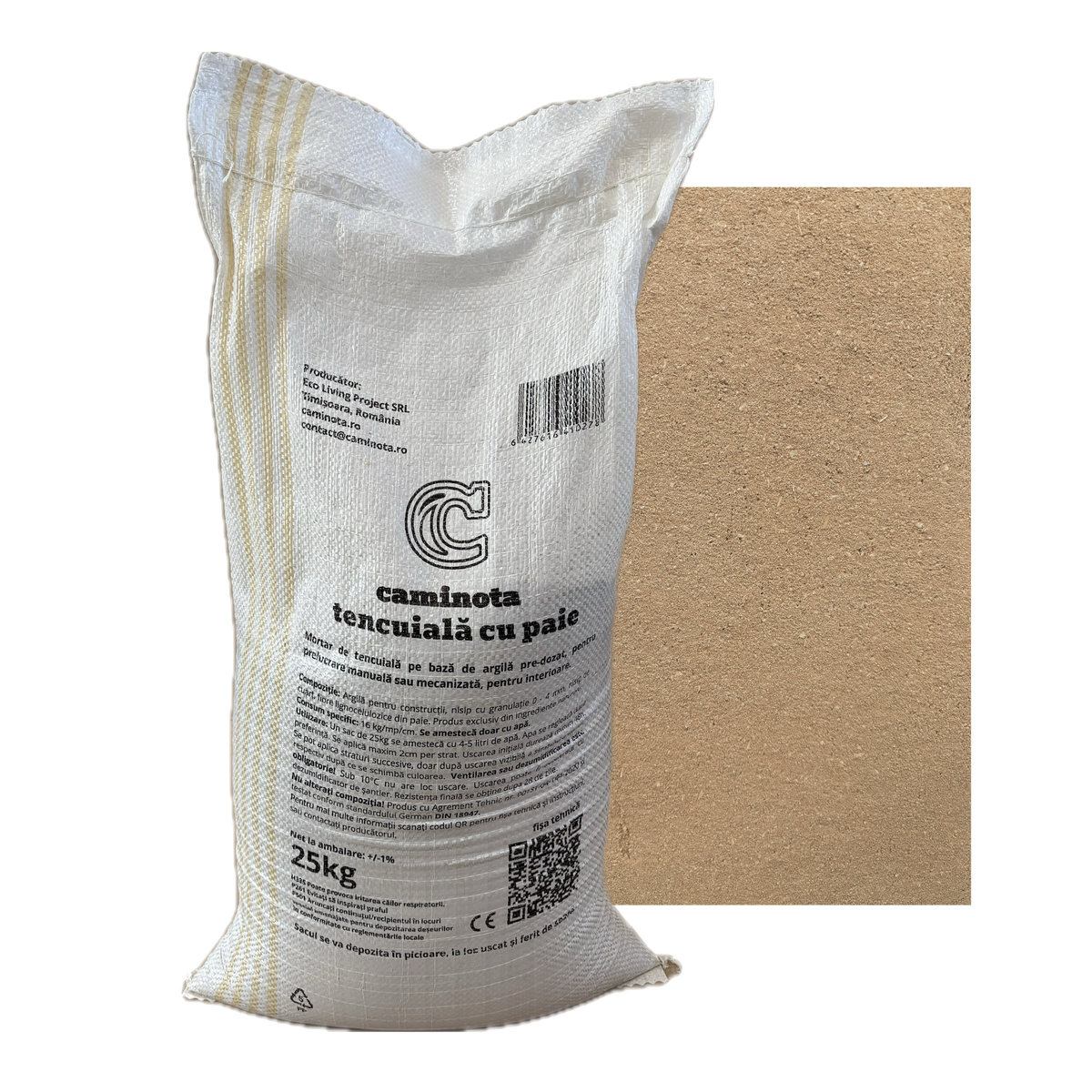 Caminota Tencuială cu Paie, sac rafie 25 kg
